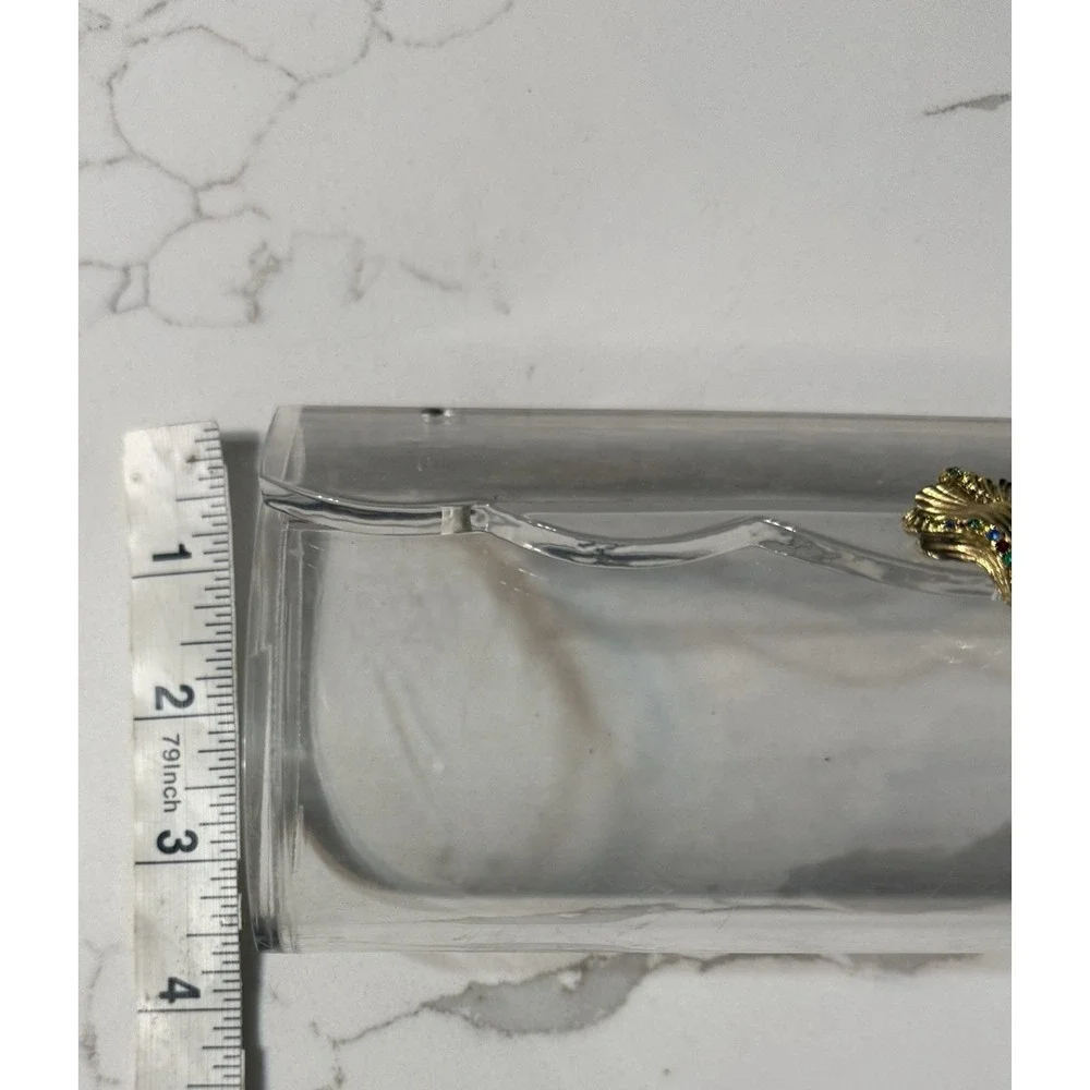 Vintage Lucite Acrylic Clutch Hinged Scalloped Edge handbag 1950s clear plastic
